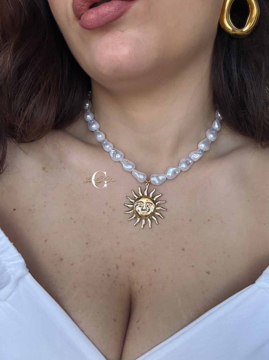 Collana “Sole mio” con perle schiacciate