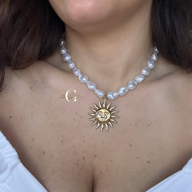 Collana “Sole mio” con perle schiacciate