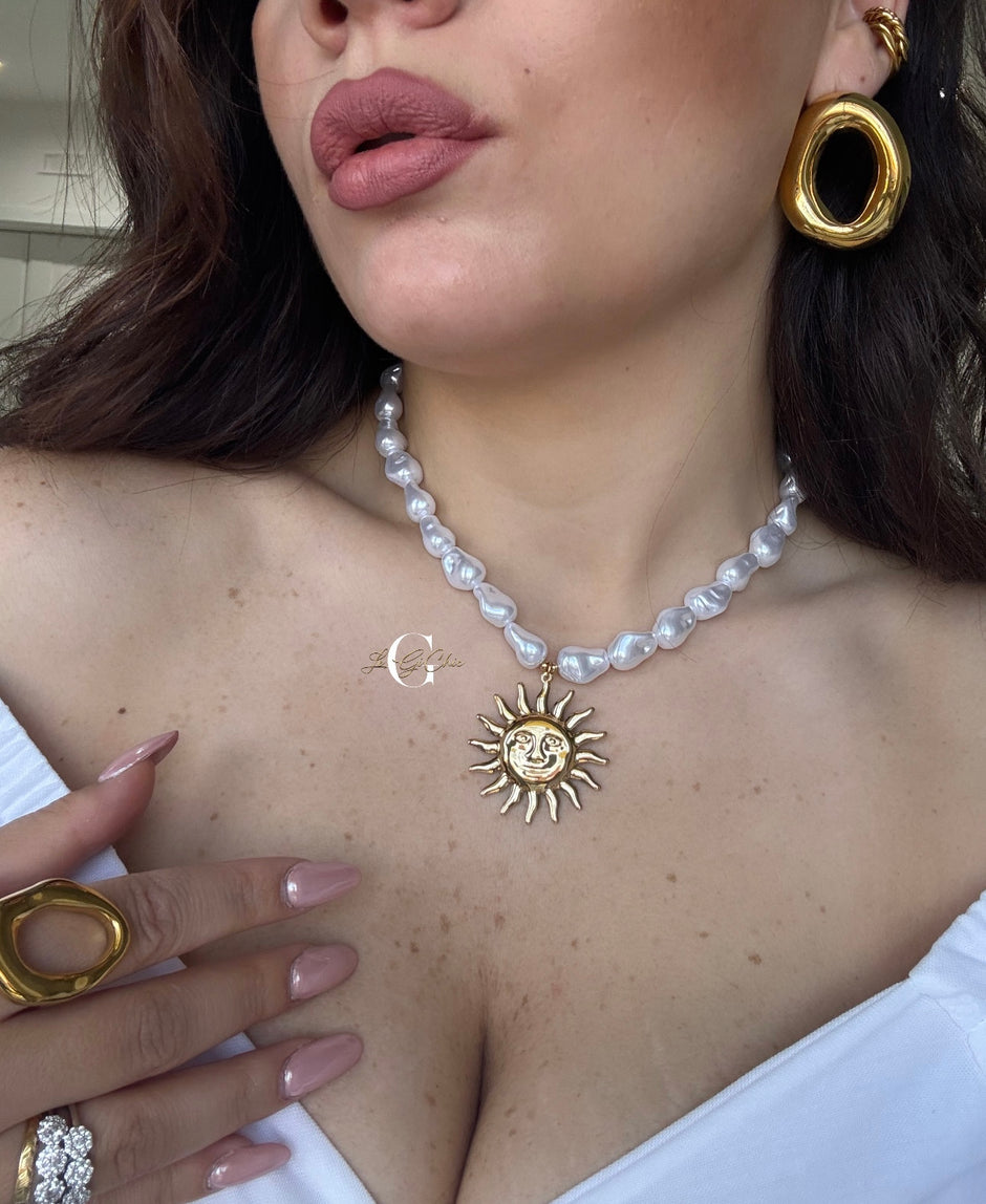 Collana “Sole mio” con perle schiacciate