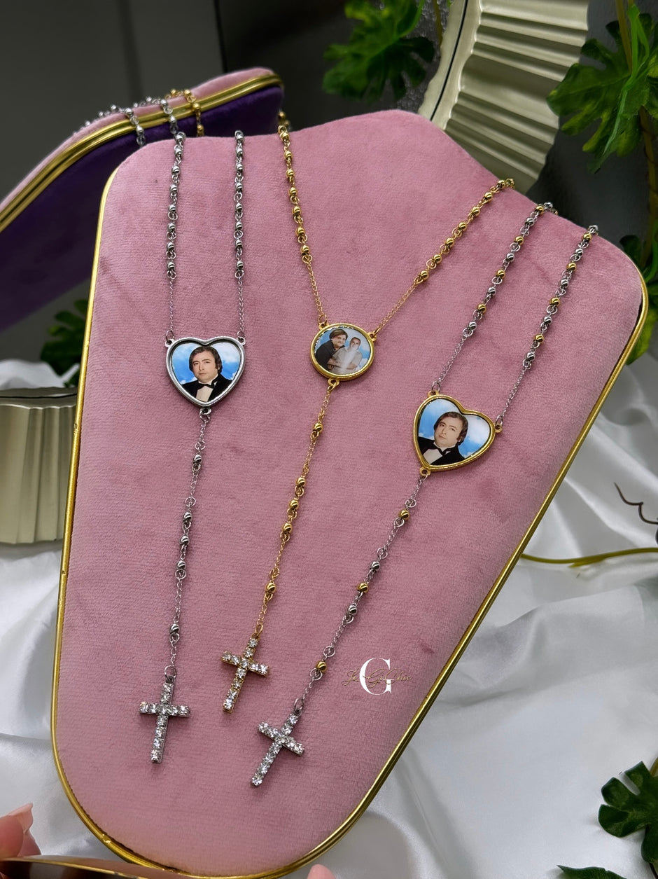 Rosario “BALL” con croce zirconata e FOTO a colori