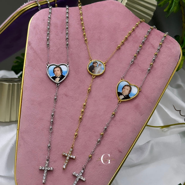 Rosario “BALL” con croce zirconata e FOTO a colori