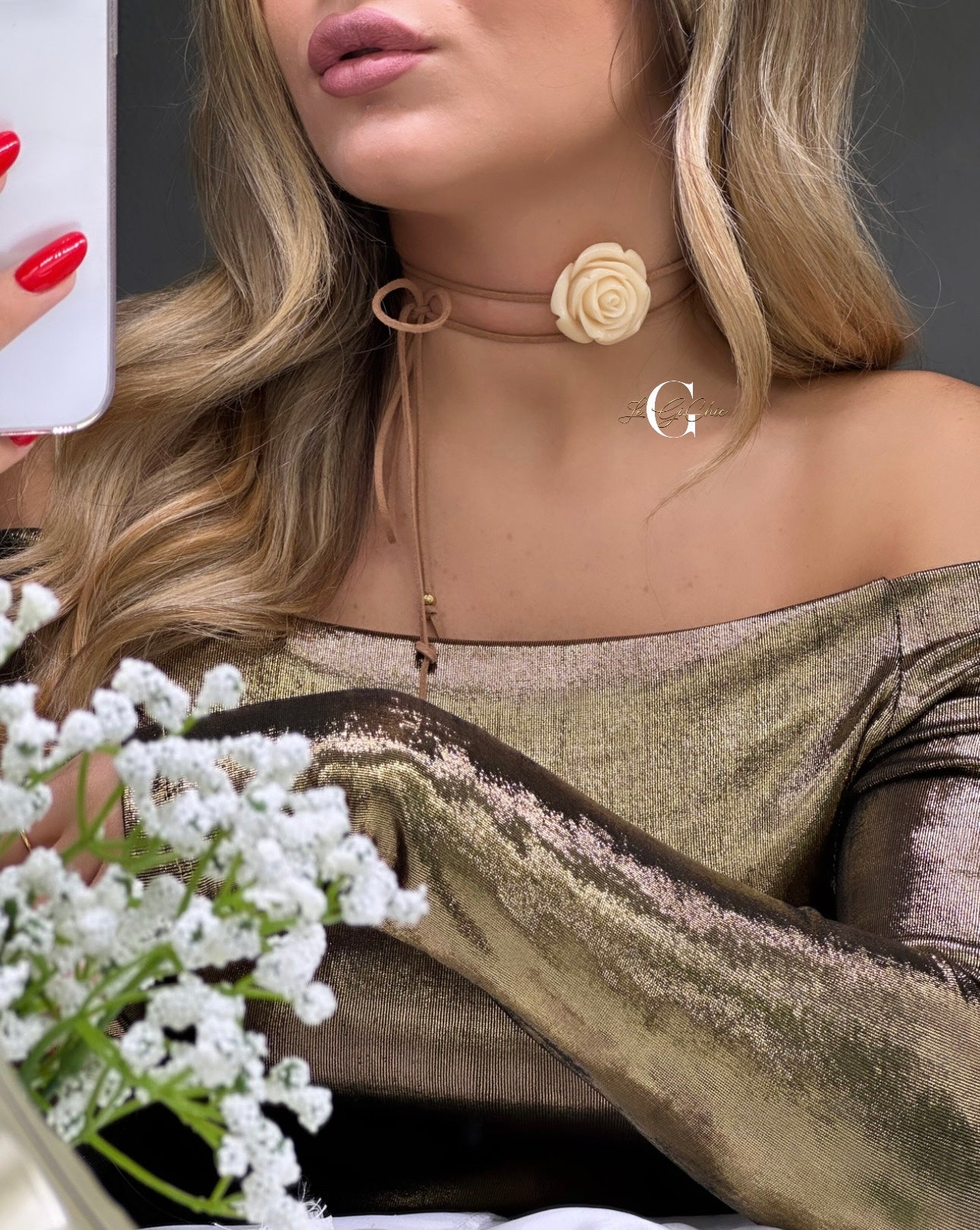 Collana : choker “ROSA”