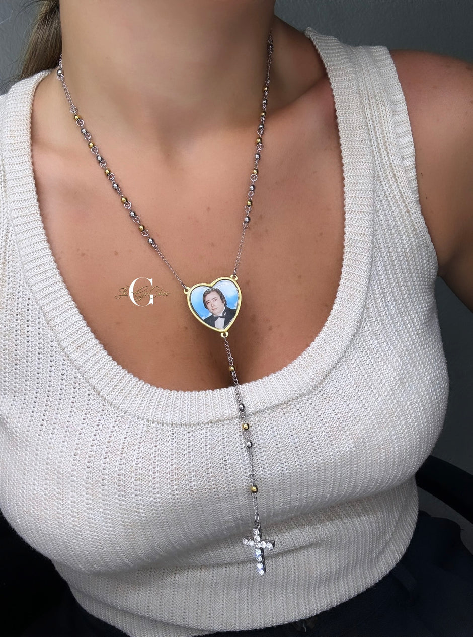 Rosario “BALL” con croce zirconata e FOTO a colori