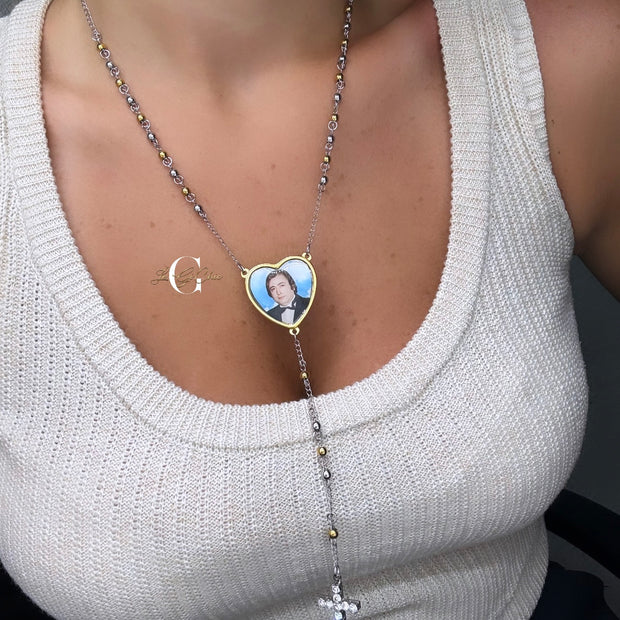 Rosario “BALL” con croce zirconata e FOTO a colori