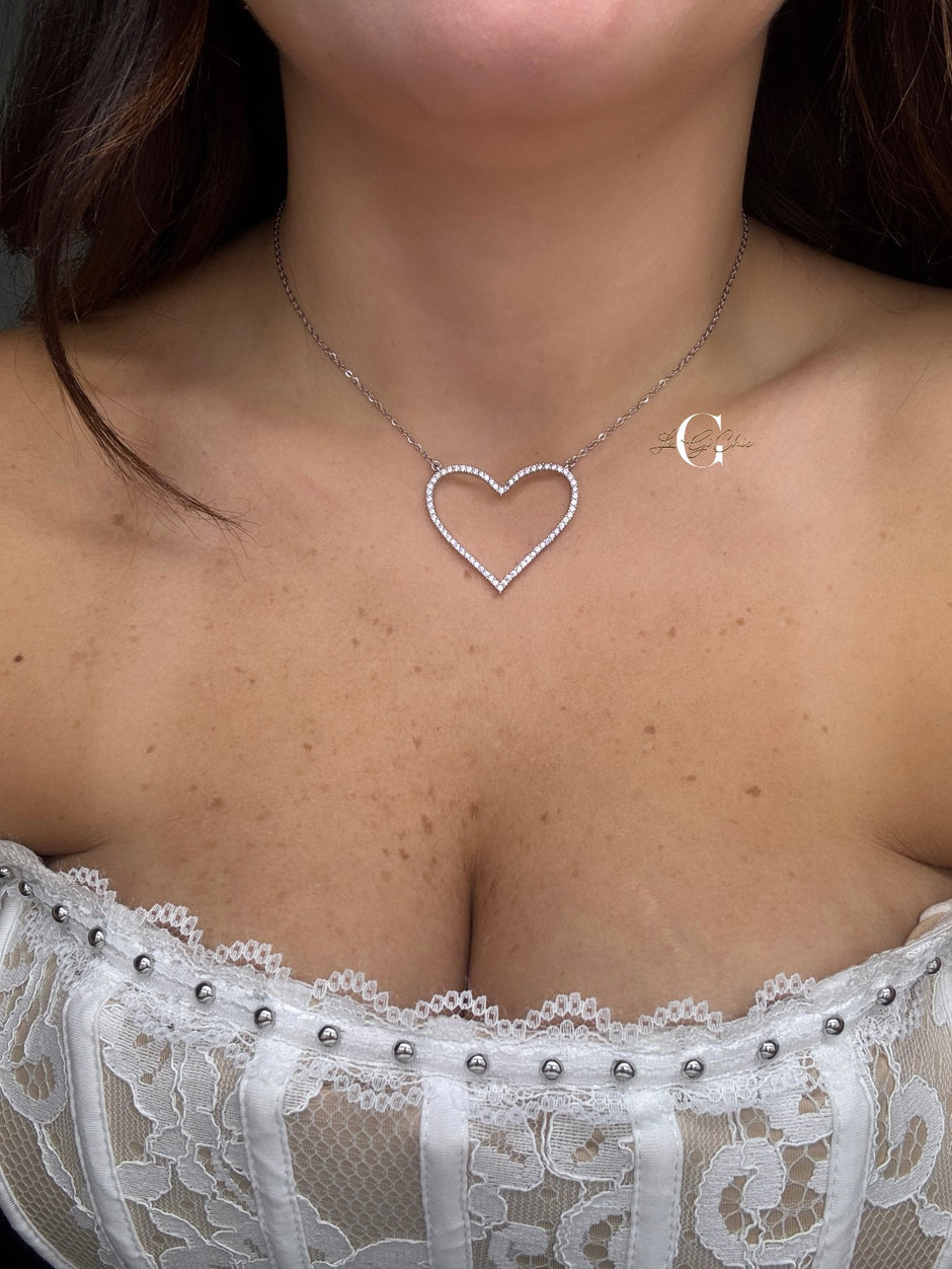 Collana “Cuore aperto con zirconi”