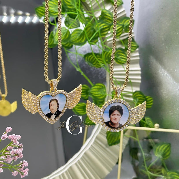 Collana con FOTO e ali zirconate