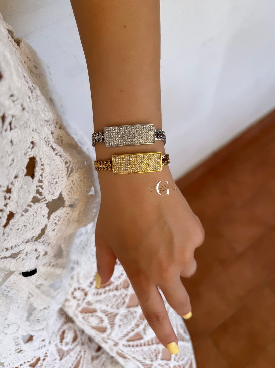 Bracciale “Groumetta e piastrina diamond”