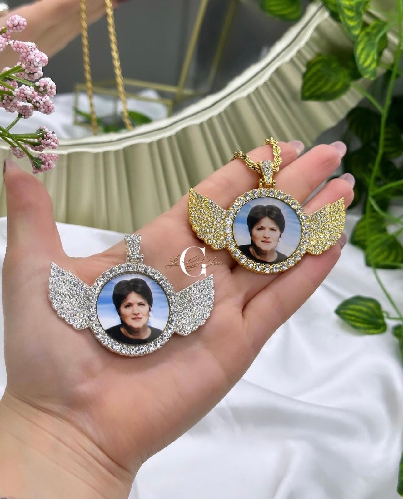 Collana con FOTO e ali zirconate