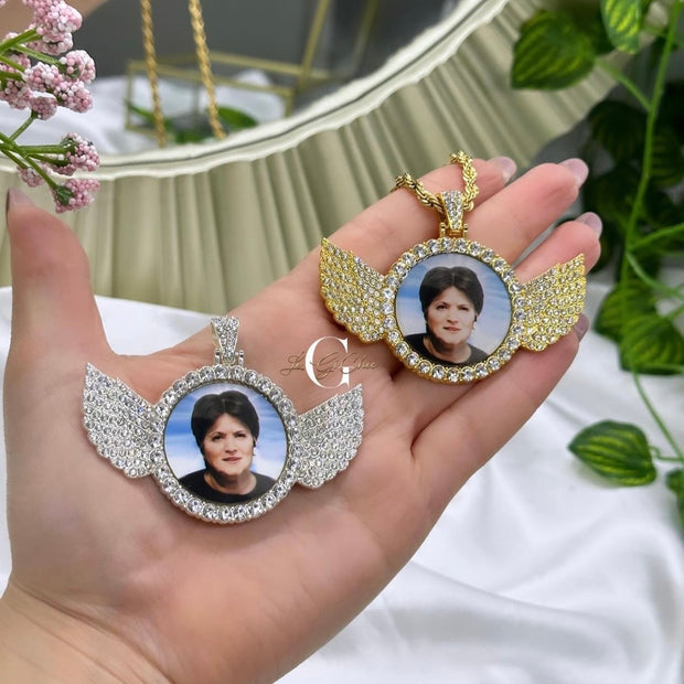 Collana con FOTO e ali zirconate